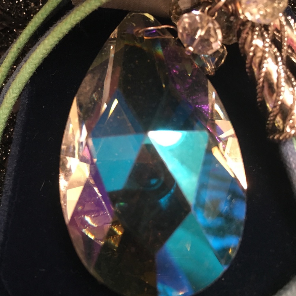 Kirks Folly Large pear shaped crystal necklace.